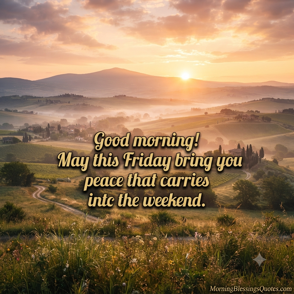 HD motivational Friday blessing quote with coffee and journal