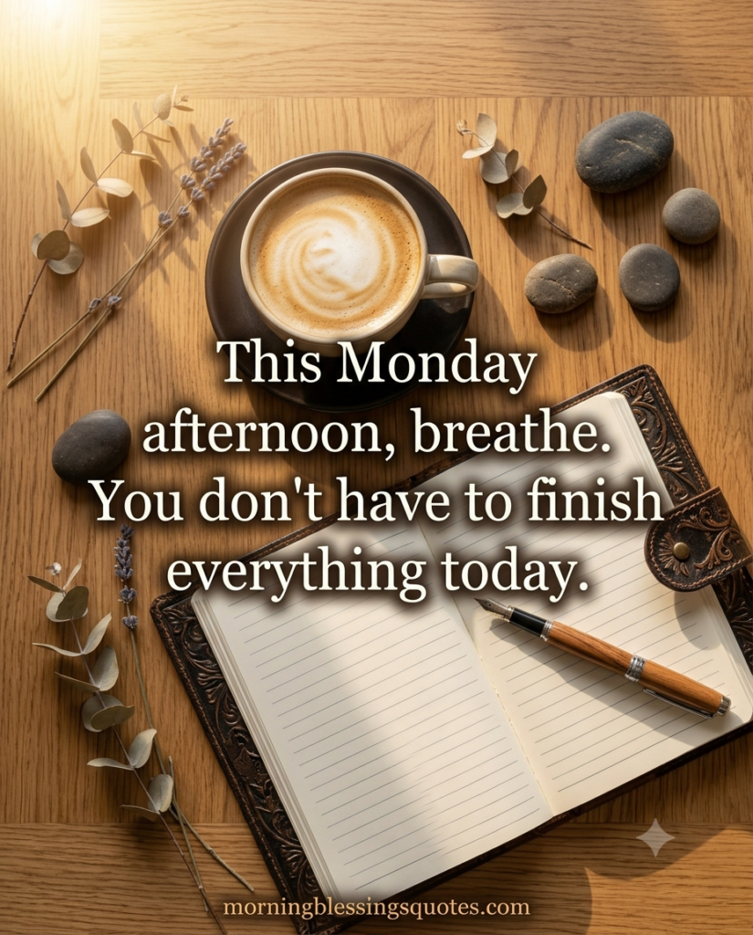 Monday afternoon reflection blessing quote with journal - morningblessingsquotes.com