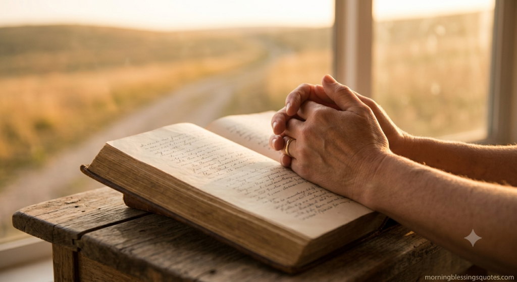 Folded hands in prayer, Tuesday afternoon blessing and prayer image