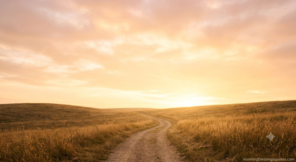Golden sunset countryside path representing hope for Tuesday afternoon blessings