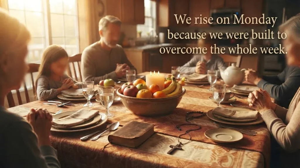 Warmly lit family table representing African American Monday blessings