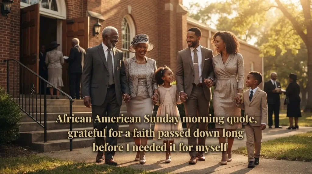 African American Sunday blessing family leaving church together