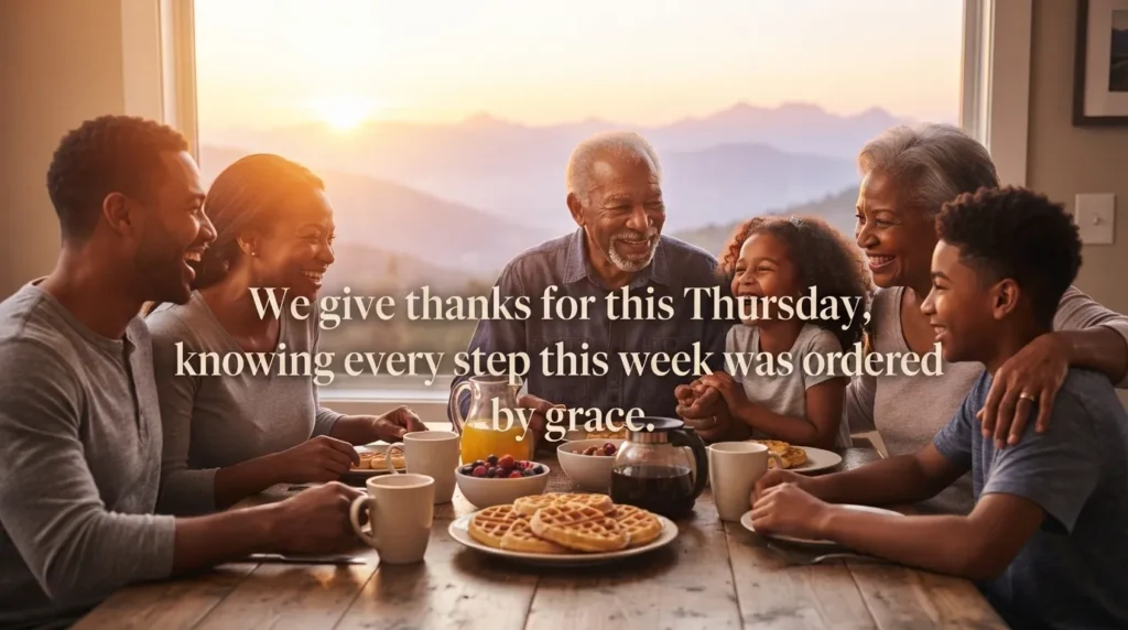 African American family sharing thursday encouragement together at breakfast