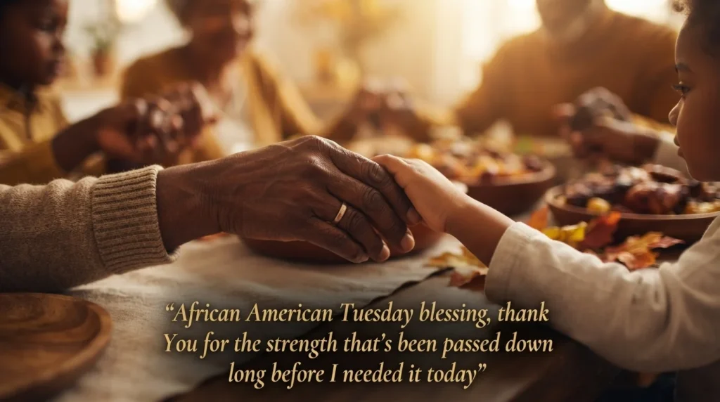African American grateful Tuesday blessing joined hands in prayer
