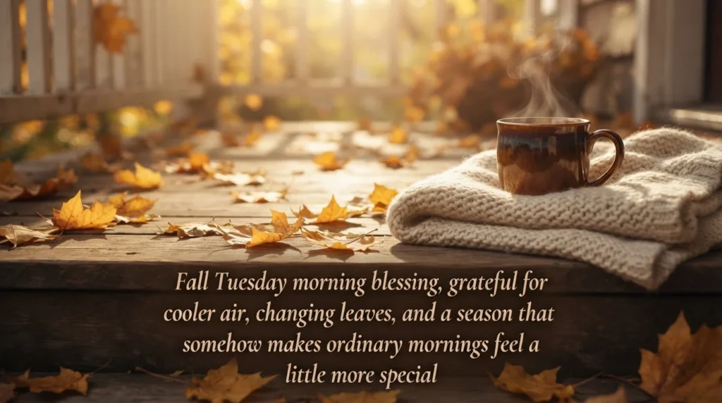 Grateful Tuesday fall seasonal blessing porch scene