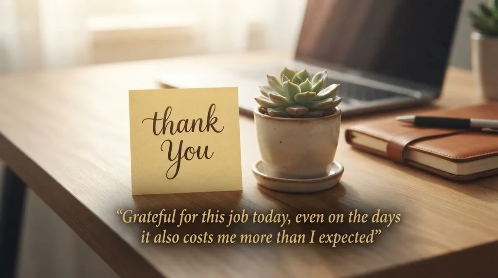 Grateful Tuesday work encouragement desk scene