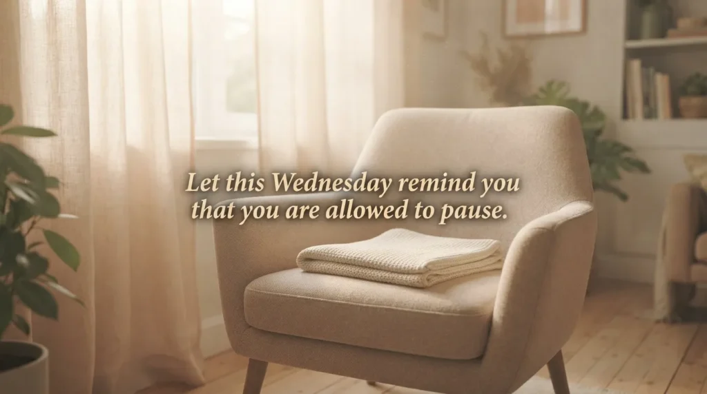 Calm, softly lit room representing peaceful Wednesday blessings and quiet morning prayer