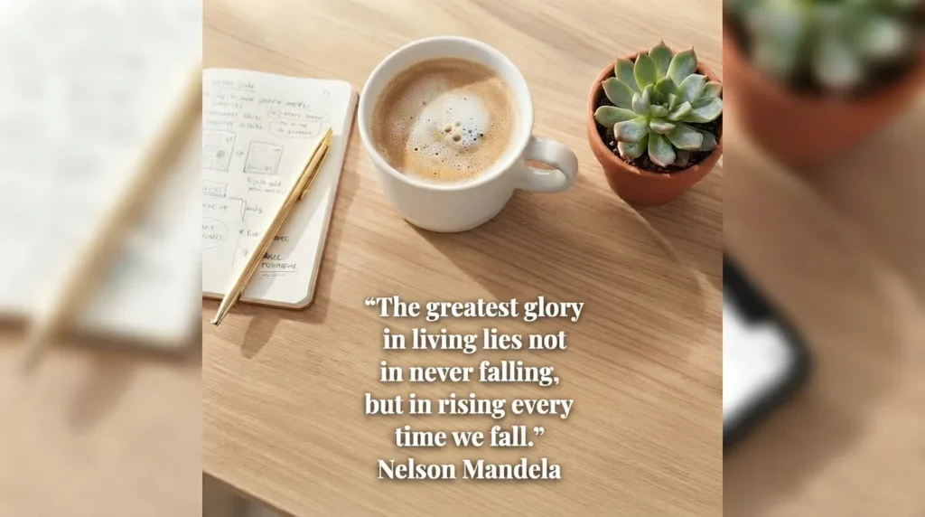 Flat lay styled scene for sharing thankful Wednesday quote images