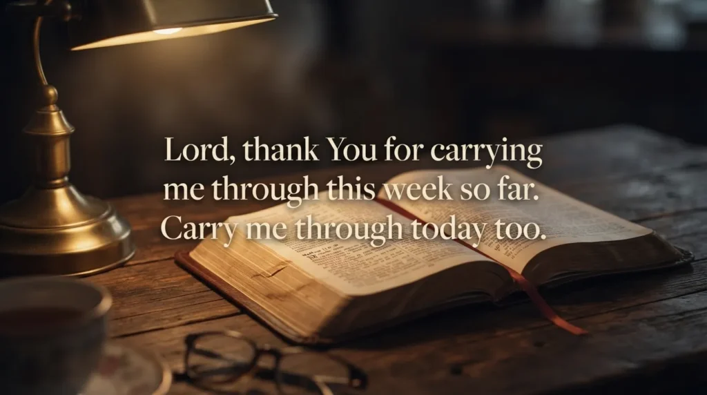 Thursday prayer and scripture blessing setting with open Bible