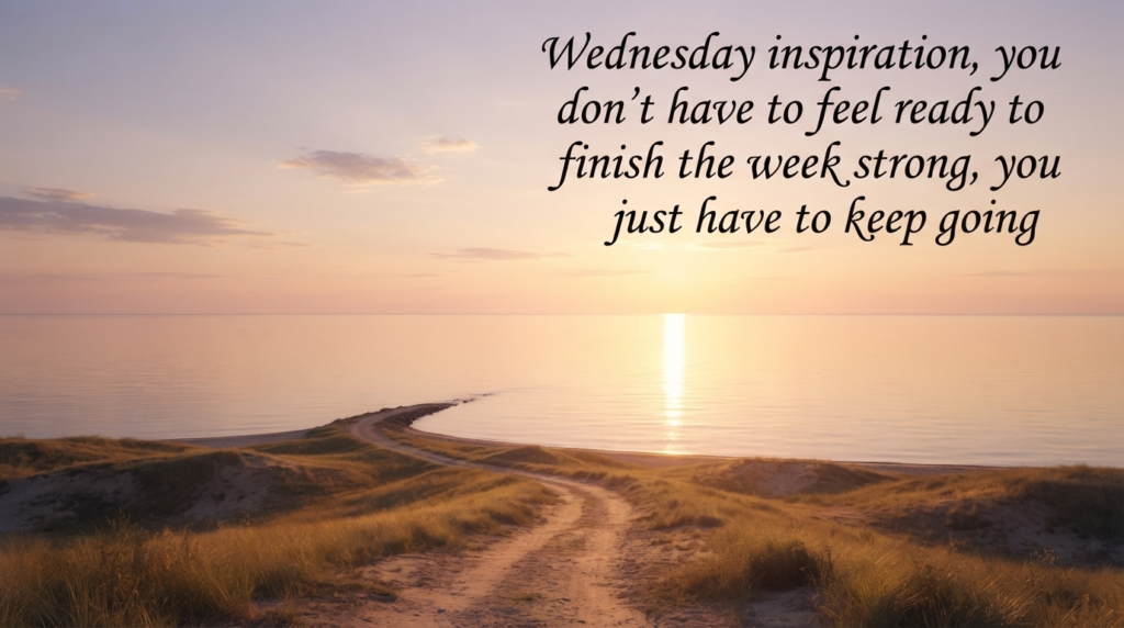 Inspirational Wednesday quote over a sunset path scene