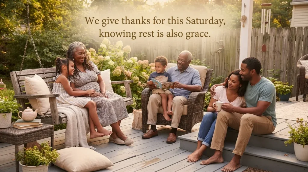 African American family sharing saturday afternoon blessings together